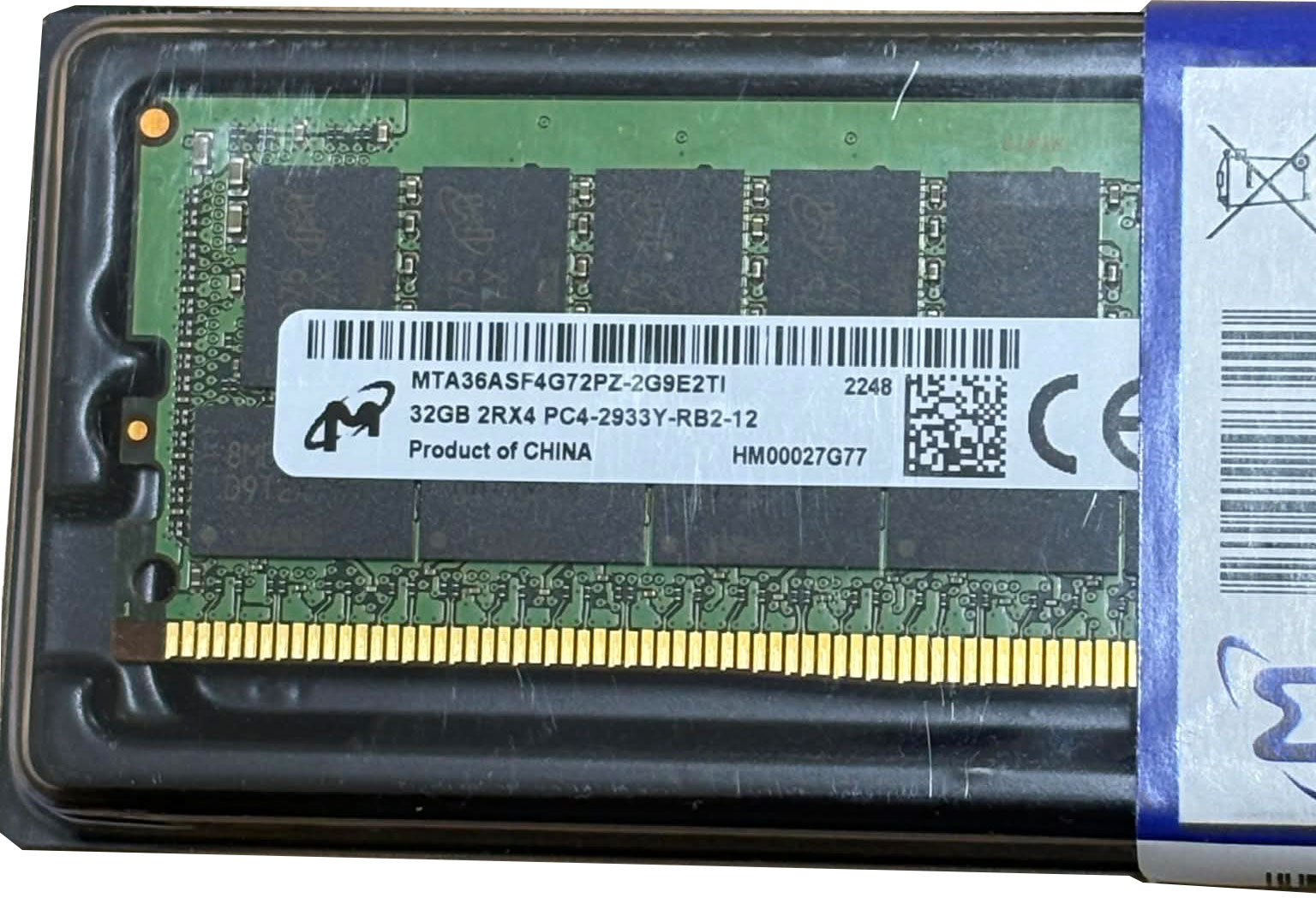 Micron 1x 32GB DDR4-2933 RDIMM PC4-23466U-R Dual Rank x4 Module